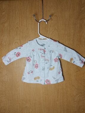 Child Of Mine Heather Gray Floral Long-Sleeve Baby Top 3-6M
